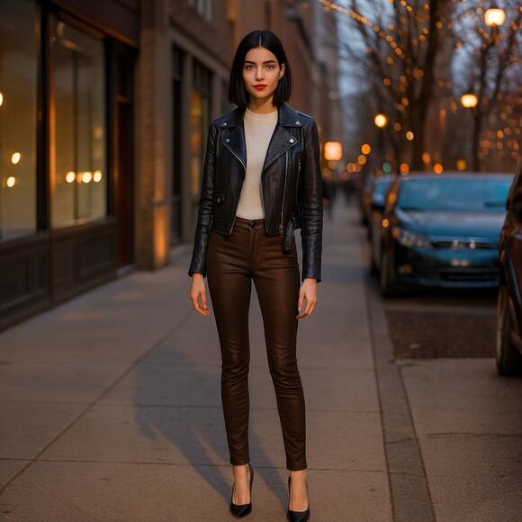 7 For All Mankind Jeans Women's Sz 26 Metallic Y2K Coquette Super Skinny Fit - Picture 1 of 9